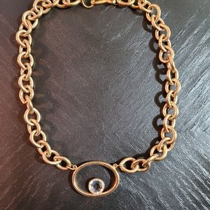 Goldtone Statement Necklace with Glass Stone